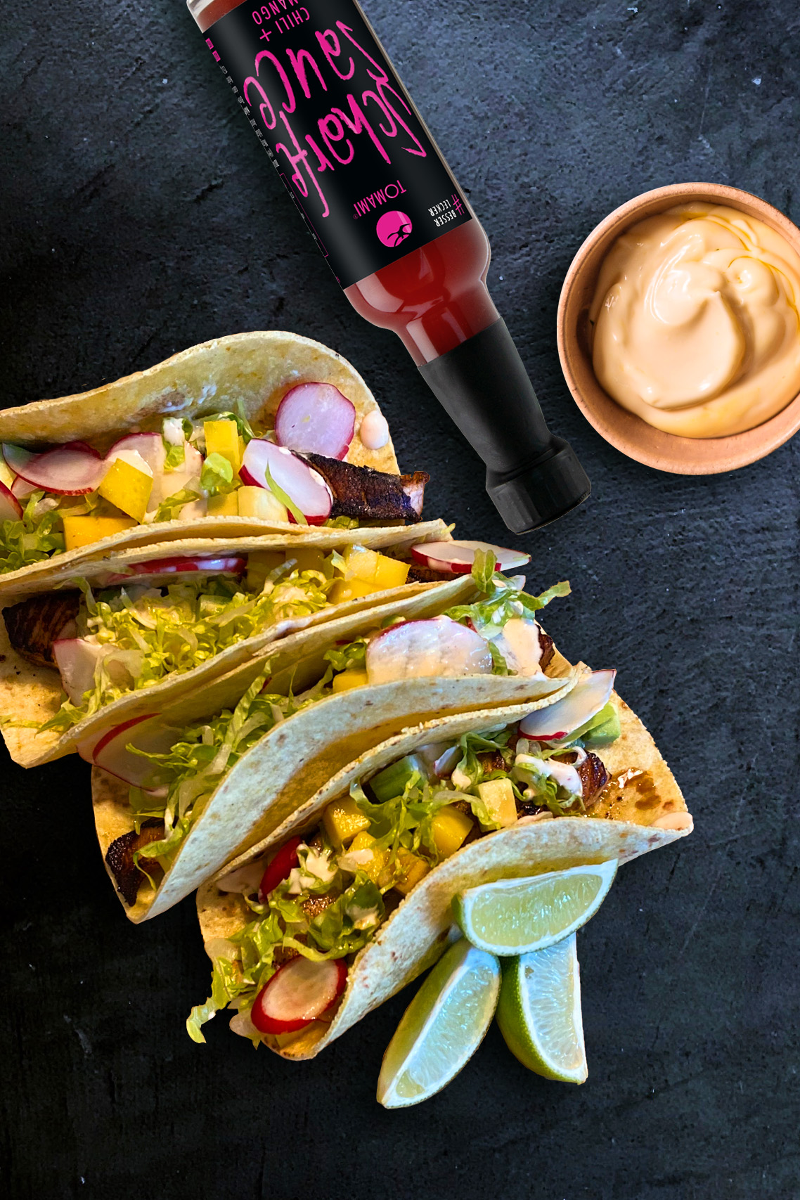 Fisch-Tacos mit fruchtig scharfer Chili-Mango-Sauce